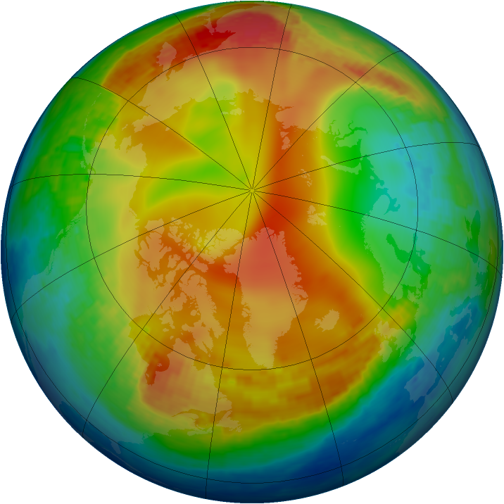 Arctic ozone map for 13 January 2004